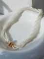 thumb Brass Synthetic Crystal Gold Tassel Classic Beaded Necklace 0