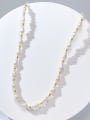 thumb Brass Freshwater Pearl White Minimalist Beaded Necklace 0