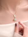 thumb Brass Jade Green Stone Butterfly Minimalist Locket Necklace 3