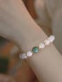 thumb Brass Miyuki Millet Bead White Stone Minimalist Handmade Beaded Bracelet 1