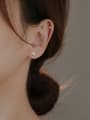 thumb 925 Sterling Silver Cubic Zirconia Silver Round Minimalist Stud Earring 3