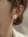 thumb Brass Cubic Zirconia White Flower Minimalist Stud Earring 3