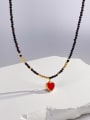 thumb 925 Sterling Silver Carnelian Red Heart Minimalist Beaded Necklace 0