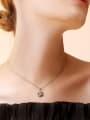 thumb 925 Sterling Silver Cubic Zirconia White Round Minimalist Link Necklace 2