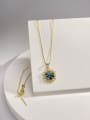 thumb Brass Natural Stone Multi Color Stone Flower Minimalist Cuban Necklace 3