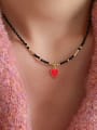 thumb 925 Sterling Silver Carnelian Red Heart Minimalist Beaded Necklace 3