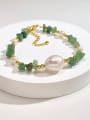 thumb Brass Freshwater Pearl Green Water Drop Artisan Handmade Beaded Bracelet 0