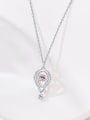 thumb 925 Sterling Silver Cubic Zirconia Pink Minimalist Link Necklace 1