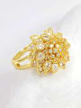 thumb Brass Stone Cubic Zirconia Yellow Flower Minimalist Band Ring 0