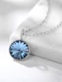 thumb 925 Sterling Silver Austrian Crystal Blue Round Minimalist Necklace 1