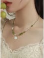 thumb Brass Natural Stone Green Plant Series Dainty Beaded Necklace 2