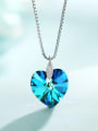 thumb 925 Sterling Silver Austrian Crystal Blue Heart Minimalist Locket Necklace 0