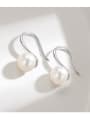 thumb 925 Sterling Silver Freshwater Pearl White Round Minimalist Hook Earring 2