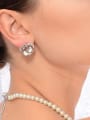 thumb Alloy Synthetic Crystal White Flower Minimalist Stud Earring 3