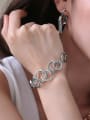 thumb Alloy Rhinestone White Stone Geometric Minimalist Link Bracelet 2