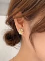 thumb 925 Sterling Silver Cubic Zirconia Gold Plant Series Minimalist Cluster Earring 4