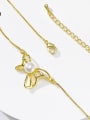 thumb Brass Freshwater Pearl White Butterfly Minimalist Link Necklace 1