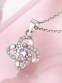 thumb 925 Sterling Silver Cubic Zirconia White Flower Minimalist Link Necklace 0