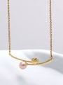 thumb 925 Sterling Silver Freshwater Pearl Gold Flower Minimalist Link Necklace 0