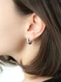 thumb 925 Sterling Silver White Geometric Minimalist Huggie Earring 3