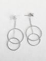 thumb Simple round Copper inlaid platinum Asymmetry Drop Earrings 0