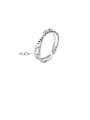 thumb 925 Sterling Silver With Platinum Plated Simplistic Irregular Free Size Rings 4