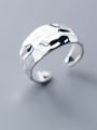 thumb 925 Sterling Silver With Platinum Plated Simplistic Concave Surface  Free Size  Rings 0