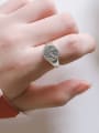 thumb 925 Sterling Silver With Platinum Plated Simplistic Round Free Size  Rings 1