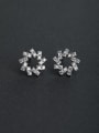 thumb Bling bling Micro inlay Zircon Sunflower 925 silver Stud earrings 0