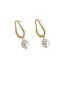 thumb 925 Sterling Silver With  Artificial Pearl Simplistic Irregular Drop Earrings 5