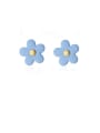 thumb 925 Sterling Silver With Platinum Plated Cute Flower Stud Earrings 3