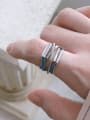 thumb 925 Sterling Silver With Antique Silver Plated Vintage Irregular Stacking  Free Size Rings 2
