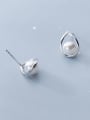 thumb 925 Sterling Silver With Artificial Pearl Simplistic Geometric Stud Earrings 5