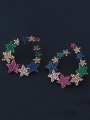 thumb Copper With Cubic Zirconia Trendy Star Cluster Earrings 0