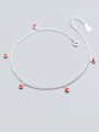 thumb 925 Sterling Silver With Platinum Plated Fashion Heart Anklets 0