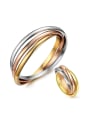 thumb Stainless Steel With Gold Plated Trendy Tricolor gold Band Rings 0