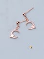 thumb 925 Sterling Silver With Cubic Zirconia Delicate Moon Drop Earrings 0