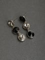 thumb Black white crystal 925 silver Stud earrings 0