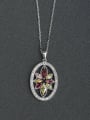 thumb Micro inlay oval Multicolored flowers 925 Silver Necklaces 0