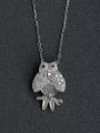 thumb Miniature zircon crystal owl 925 silver necklace 0