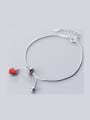 thumb 925 Sterling Silver With Platinum Plated Cute Heart Bracelets 0