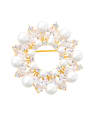 thumb Copper With Cubic Zirconia/Imitation Pearl Luxury Flower Brooches 2