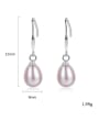 thumb 925 Sterling Silver With  Artificial Pearl  Simplistic Oval Hook Earrings 4