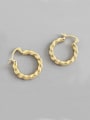 thumb 925 Sterling Silver With 18k Gold Plated Geometric texture Earrings 0