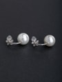 thumb Micro inlay Rhinestone  Imitation pearls 925 silver Stud earrings 0
