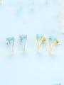 thumb 925 Sterling Silver With Turquoise Simplistic Triangle Stud Earrings 4