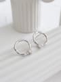 thumb 925 Sterling Silver With Cubic Zirconia Simplistic Round Stud Earrings 3