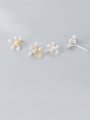 thumb 925 Sterling Silver With Artificial Pearl  Simplistic Geometric Stud Earrings 2