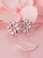 thumb 925 Sterling Silver With Gold Plated Cute Flower Stud Earrings 4