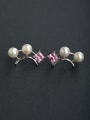 thumb Micro inlay pink Zircon Imitation pearls 925 silver Drop Earrings 0